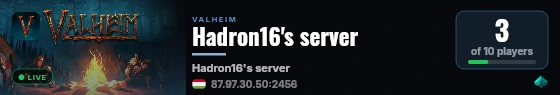 Hadron16's server live status badge