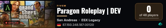 Paragon Roleplay | DEV live status badge