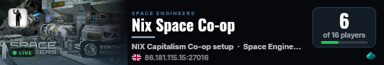 Nix Space Co-op live status badge