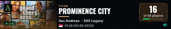 PROMINENCE CITY live status badge