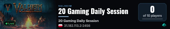20 Gaming Daily Session live status badge