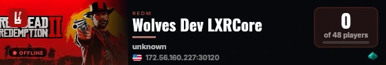 Wolves Dev LXRCore live status badge