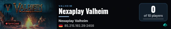 Nexaplay Valheim live status badge