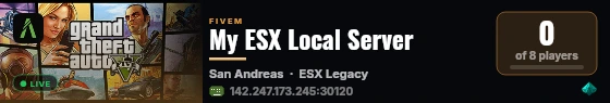 My ESX Local Server live status badge