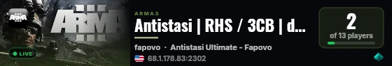 Antistasi | RHS / 3CB | dukk live status badge