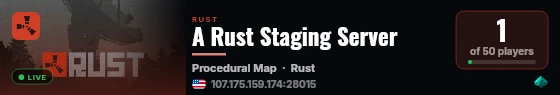 A Rust Staging Server live status badge