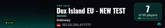 Dex Island EU - NEW TEST live status badge