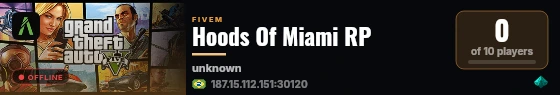 Hoods Of Miami RP live status badge