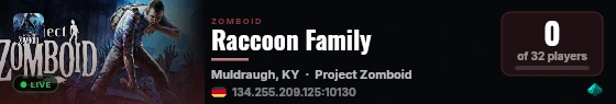 Raccoon Family live status badge