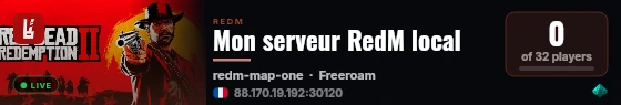 Mon serveur RedM local live status badge