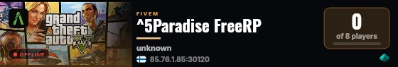 ^5Paradise FreeRP live status badge