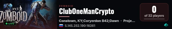 ClubOneManCrypto live status badge