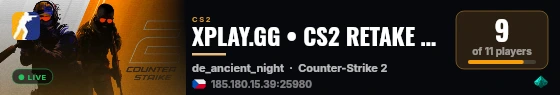 XPLAY.GG • CS2 RETAKE #210 • [CZ] live status badge