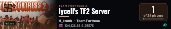 lycell's TF2 Server live status badge
