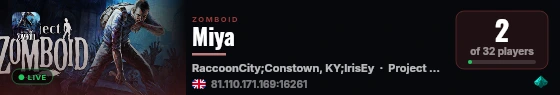 My PZ Server live status badge