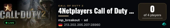 4Netplayers Call of Duty 2 Server live status badge