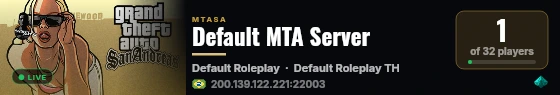 Default MTA Server live status badge