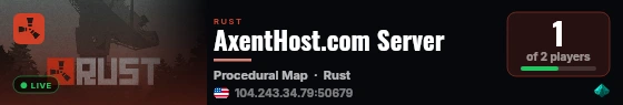 AxentHost.com Server live status badge