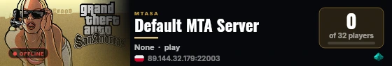 Default MTA Server live status badge