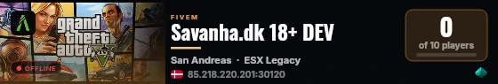 Savanha.dk 18+ DEV live status badge