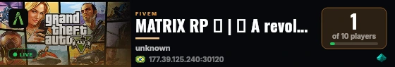 MATRIX RP 🐐 | 👹 A revolução do FiveM 👹 | 🎮 live status badge