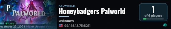 Honeybadgers Palworld live status badge