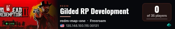 Gilded RP Development live status badge