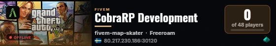 CobraRP Development live status badge