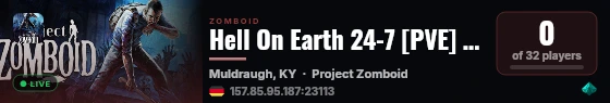 Hell On Earth 24-7 [PVE] [Vanilla] live status badge