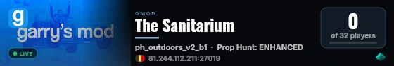 The Sanitarium live status badge