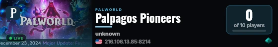 Palpagos Pioneers live status badge
