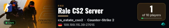 Rale CS2 Server live status badge