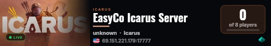 EasyCo Icarus Server live status badge
