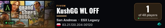 KushGG WL OFF live status badge