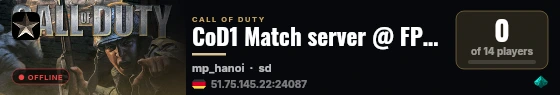 CoD1 Match server @ FPSChallenge.eu live status badge