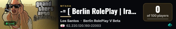 -= [ Berlin RolePlay | Irannian RolePlay Server ] =- live status badge