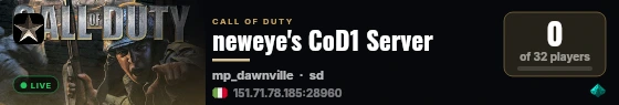 neweye's CoD1 Server live status badge