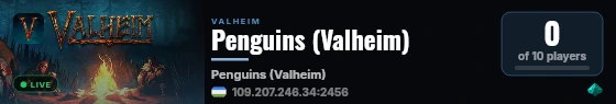 Penguins (Valheim) live status badge