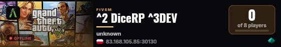 ^2 DiceRP ^3DEV live status badge
