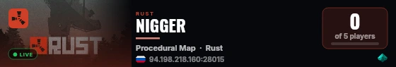 NIGGER live status badge