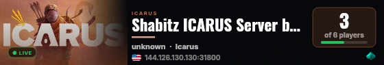 Shabitz ICARUS Server by g-portal.com live status badge