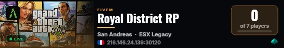 Royal District RP live status badge