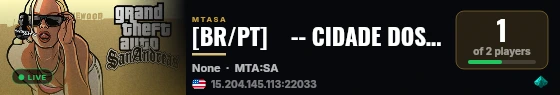 [BR/PT]    -- CIDADE DOS ARTISTAS --      CDA Roleplay   Light/Leve/Casas/Empregos/Corps/Gangs live status badge