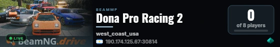 Dona Pro Racing 2 live status badge