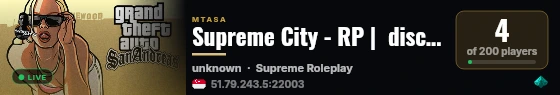Supreme City - RP |  discord.gg/SjqAuG5FBe live status badge