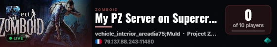 My PZ Server on Supercraft.host live status badge