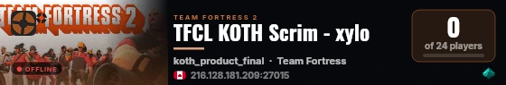 TFCL KOTH Scrim - xylo live status badge