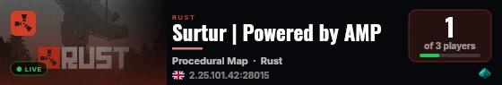 Surtur | Powered by AMP live status badge