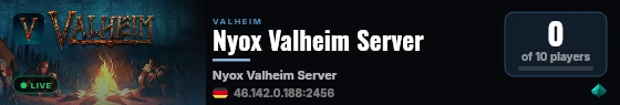 Nyox Valheim Server live status badge