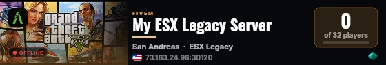 My ESX Legacy Server live status badge